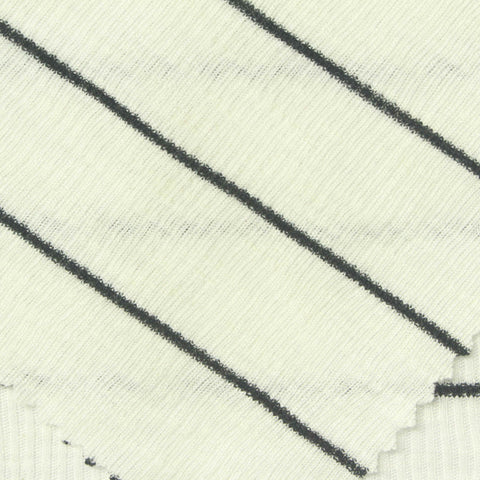 Dark Grey Horizontal-Stripe Rib Knit, Poly-Viscose, 170 gsm