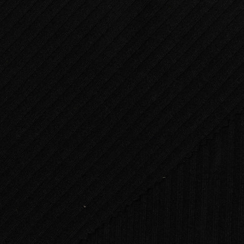 Rib Knit Fabric, 205 gsm — Black