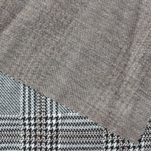 Black Plaid Interlock Knit, Poly-Viscose