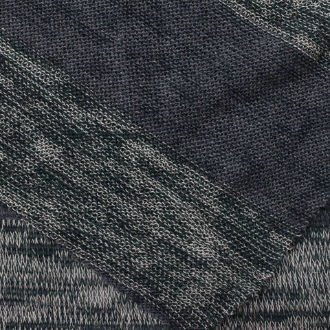 Dark Green Horizontal-Stripe Jersey Knit, Poly-Viscose