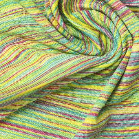 Yellow Horizontal-Stripe Jersey Knit, Polyester, 170 gsm