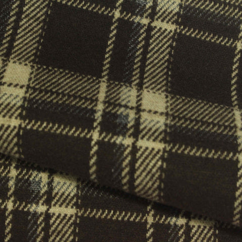 Dark Brown Plaid Interlock Knit, Poly-Viscose, 401 gsm