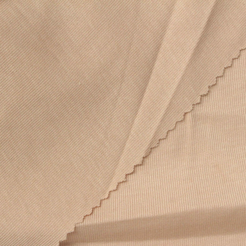 Tencel Lyocell Polyester Blend Rib Knit Fabric, 150 gsm, 150 cm — Beige
