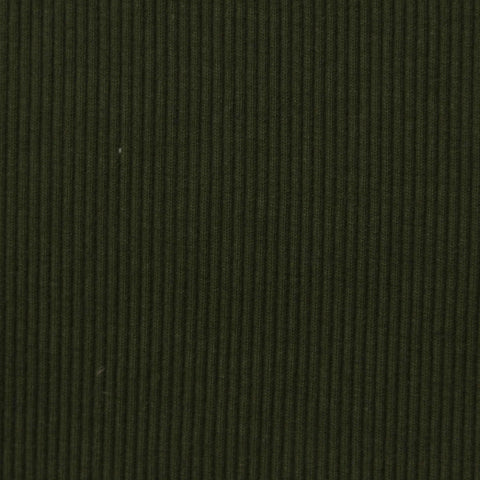 Dark Olive Rib Knit, Cotton-Poly