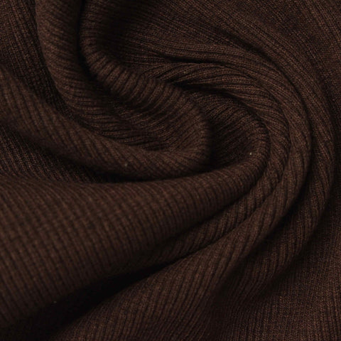 Polyester Cotton Stretch Rib Knit Fabric, 430 gsm, 60 cm — Brown