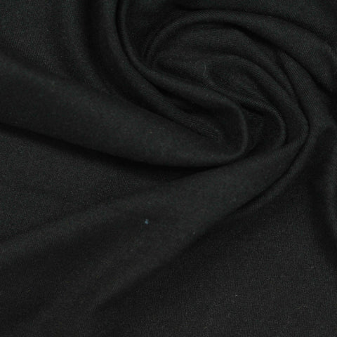 Brushed Polyester Stretch Jersey Knit Fabric, 170 gsm — Black