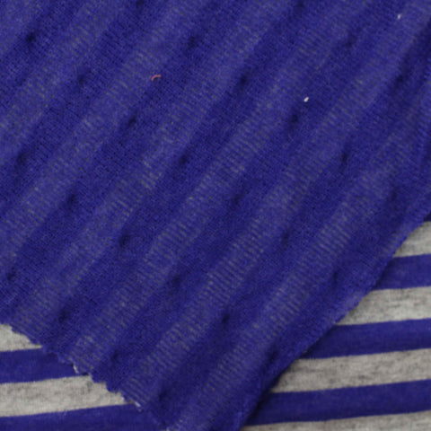 Blue Horizontal-Stripe Chunky Knit, Poly-Viscose, 195 gsm