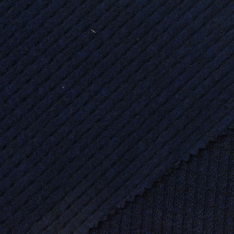 Brushed Viscose Polyester Stretch Waffle Knit Fabric, 230 gsm, 150 cm — Navy