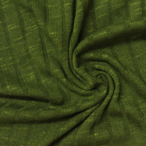 Heathered Green Marl Rib Knit, Viscose-Poly