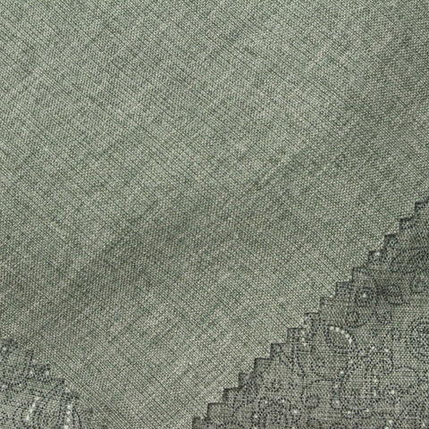 Muted Green Paisley Linen-Look, Poly-Viscose