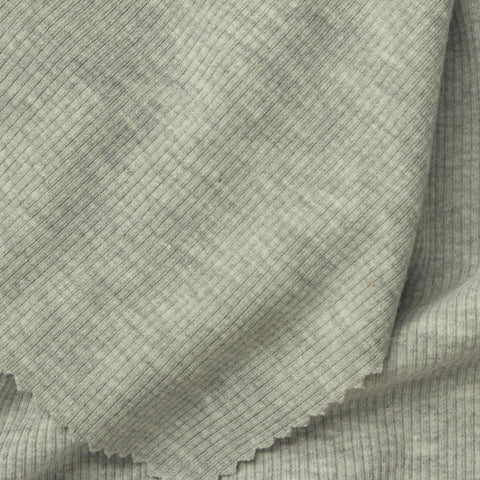 Grey Heather Rib Knit, Cotton-Poly