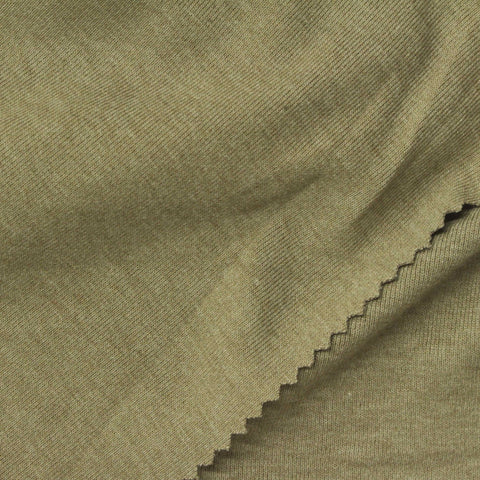 Heathered Green Marl Rib Knit, Poly-Viscose, 210 gsm