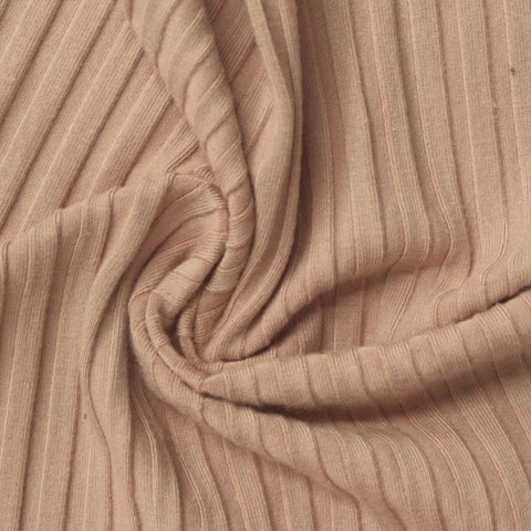 Viscose Stretch Rib Knit Fabric, 357 gsm, 120 cm — Beige