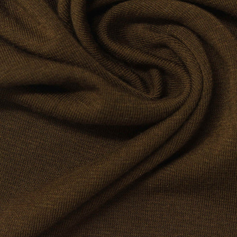 Viscose Acrylic Stretch Rib Knit Fabric, 202 gsm, 170 cm — Brown