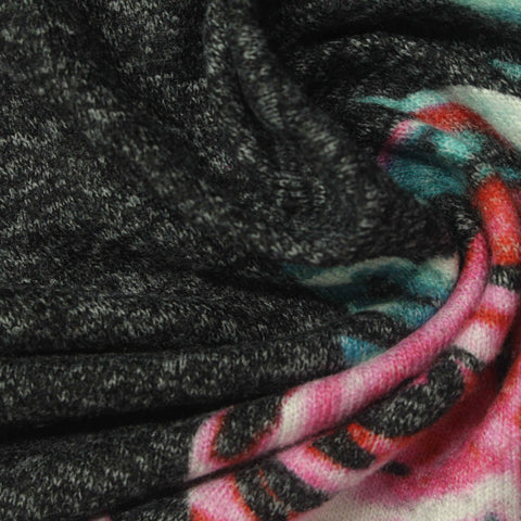 Pink Floral Jersey Knit, Viscose-Poly