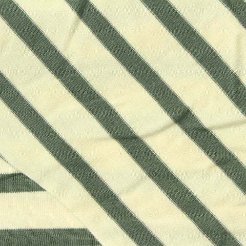 Cream Horizontal-Stripe Knit, Viscose, 190 gsm