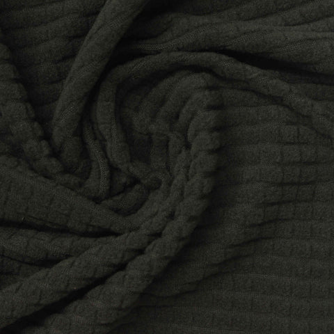 Dark Grey Grid Fleece, Polyester, 150 gsm