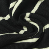 Striped Cotton Stretch Rib Knit Fabric, 300 gsm, 150 cm — Black — photo 1