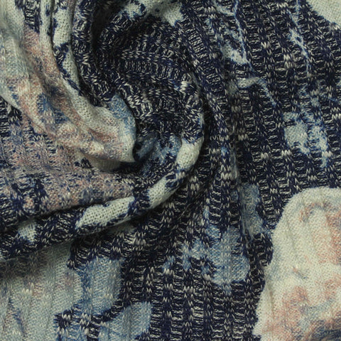 Cream Bold-Floral Rib Knit