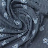 Light Blue Floral Rib Knit, Viscose — photo 1