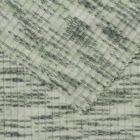 Dark Green-Grey Fine-Marl Rib Knit, Poly-Viscose