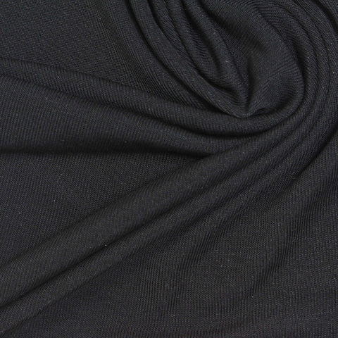 Tencel Lyocell Stretch Rib Knit Fabric, 190 gsm — Black