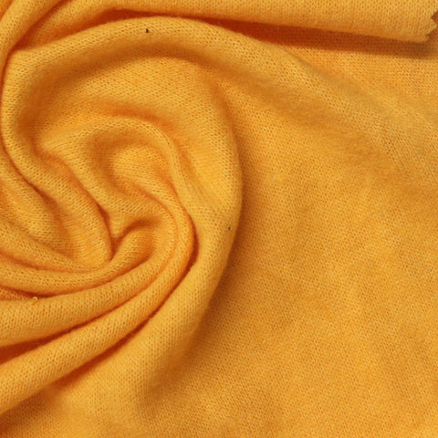 Brushed Polyester Viscose Stretch Chunky Knit Fabric, 184 gsm, 160 cm — Yellow