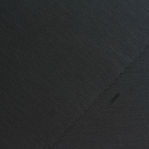 Tencel Lyocell Polyester Rib Knit Fabric, 250 gsm, 170 cm — Black