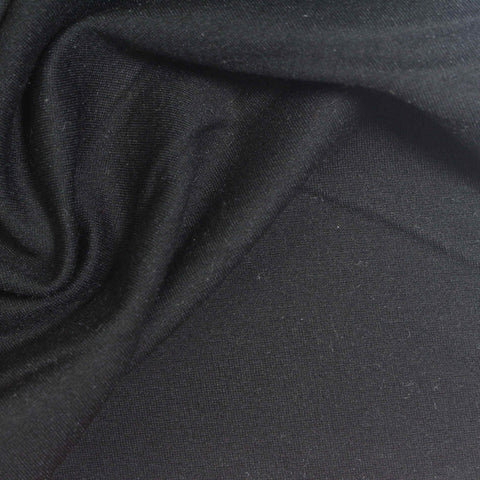 Viscose Nylon Stretch Ponte Knit Fabric, 405 gsm, 160 cm — Black