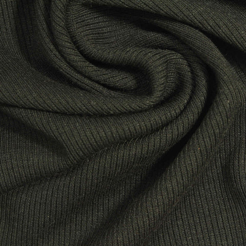 Polyester Viscose Stretch Rib Knit Fabric, 310 gsm — Green