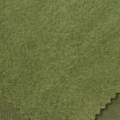 Brushed Polyester Cotton French Terry Fabric, 250 gsm, 185 cm — Green