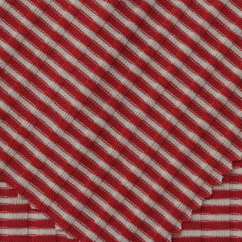 Red Horizontal-Stripe Rib Knit, Poly-Viscose, 170 gsm