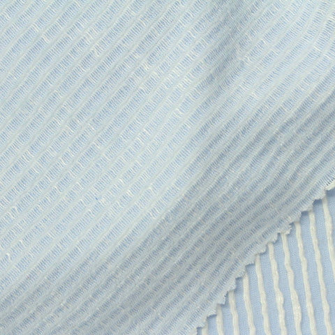 White Vertical-Stripe Jersey Knit, Viscose-Poly