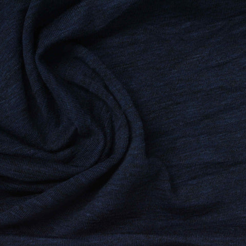 Dark Blue Marl Jersey Knit, Cotton-Poly, 173 gsm