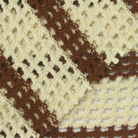 Brown Horizontal-Stripe Chunky Knit, Cotton-Poly, 269 gsm