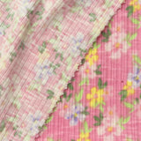 White Flowers Rib Knit, Poly-Cotton — photo 1