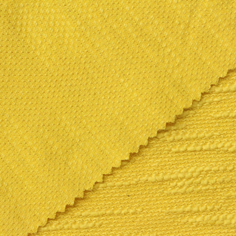 Slub Cotton Polyester Stretch French Terry Fabric, 265 gsm, 170 cm — Yellow