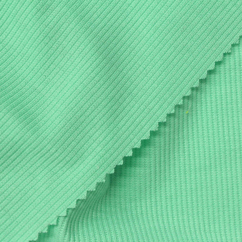 Polyester Viscose Stretch Rib Knit Fabric, 210 gsm, 150 cm — Green