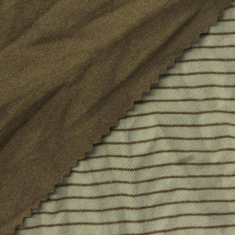 Brown Horizontal-Stripe Birdseye Knit, Polyester, 310 gsm