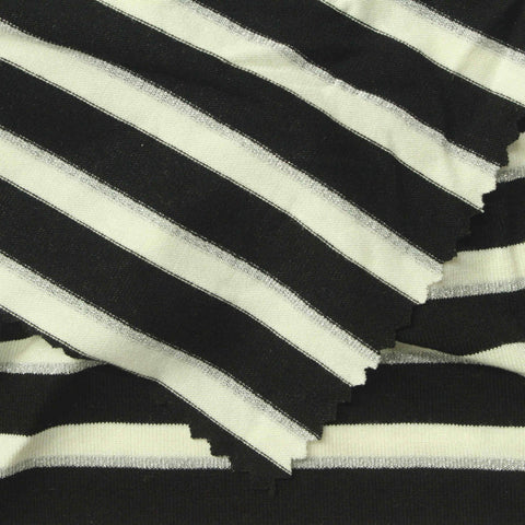 Black Horizontal-Stripe Knit, Viscose, 230 gsm