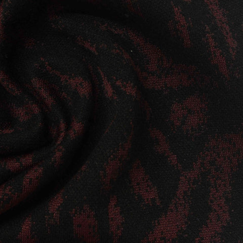 Dark Red Animal Print Interlock Knit, Polyester
