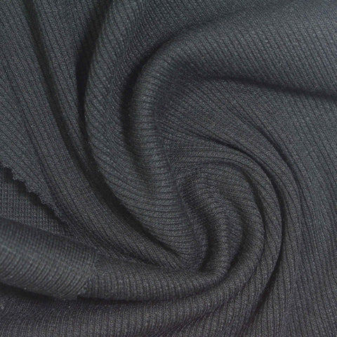 Charcoal Rib Knit, Poly-Cotton