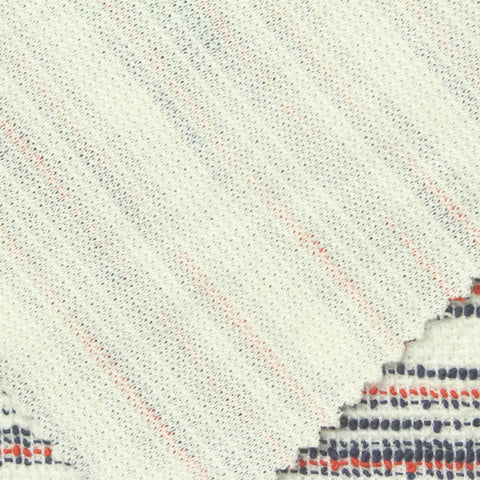 Red Horizontal-Stripe Bouclé, Cotton-Poly