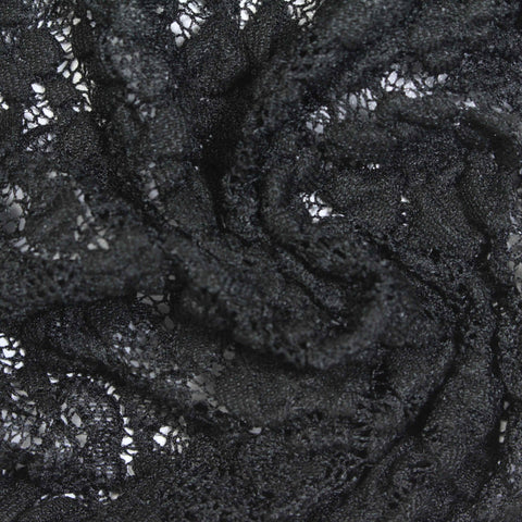 Black Floral Lace, Cotton, 180 gsm