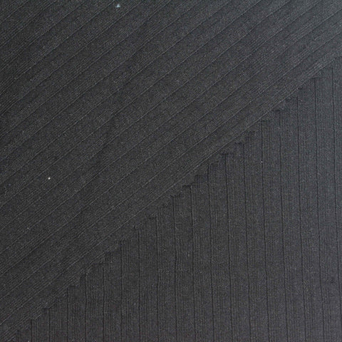 Polyester Viscose Stretch Rib Knit Fabric, 300 gsm, 140 cm — Grey