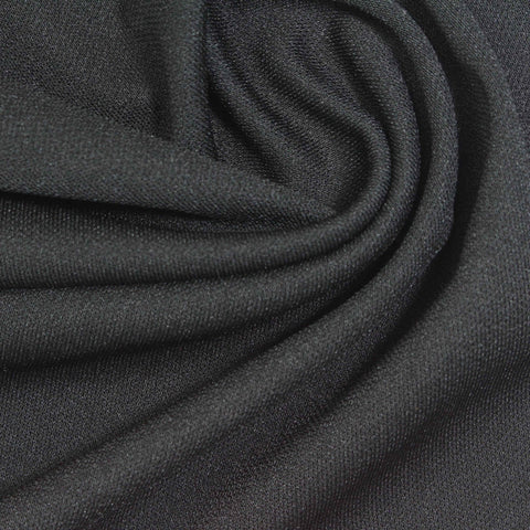 100% Polyester Interlock Knit Fabric, 200 gsm, 158 cm — Black