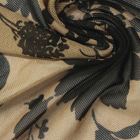 Light Beige Bold-Floral Mesh, Polyester