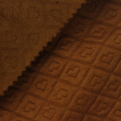 Brown Hearts Jacquard, Poly-Cotton