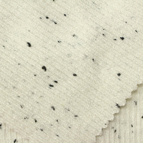 Cream Marl Rib Knit, Viscose-Poly, 466 gsm