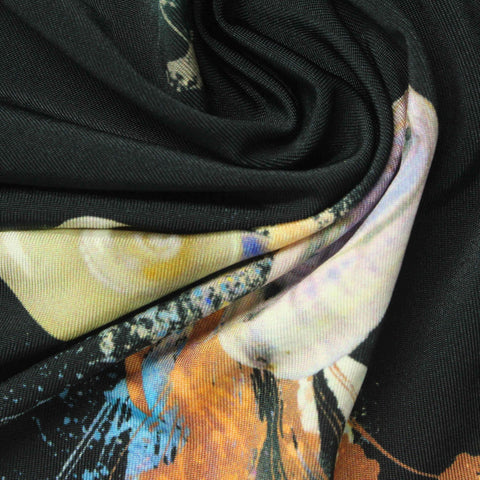Black Abstract-Shell Jersey Knit, Viscose